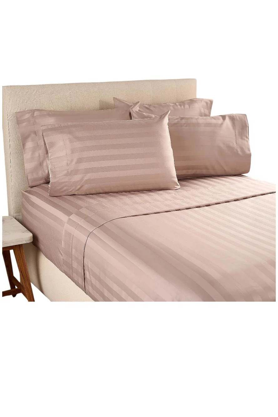 Northern Nights Wrinkle Defense Dobby Stripe Sheet Set Taupe